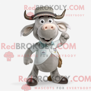 Gray Zebu mascot costume...