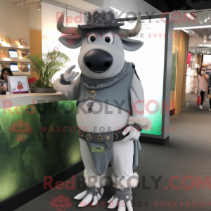 Grå Zebu maskot kostume...