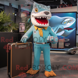 Turquoise Megalodon mascot...