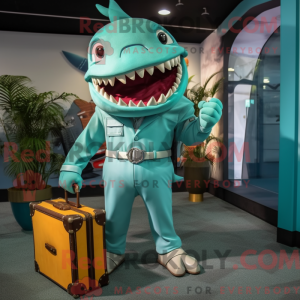 Turquoise Megalodon mascot...