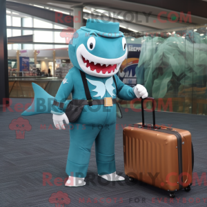 Turquoise Megalodon mascot...