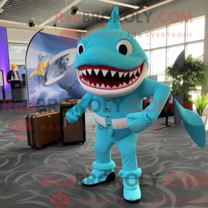 Turquoise Megalodon mascot...