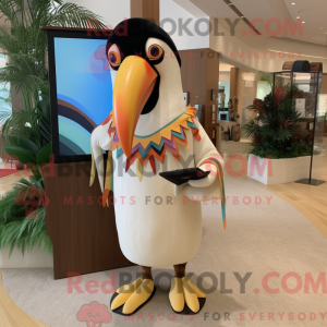Beige Toucan mascot costume...