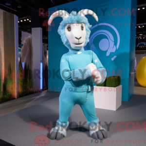 Cyan Angora Goat mascot...