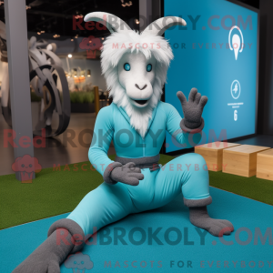 Cyan Angora Goat mascot...