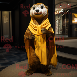 Gold Otter mascot costume...