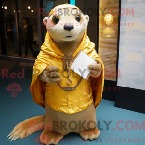 Gold Otter mascottekostuum...