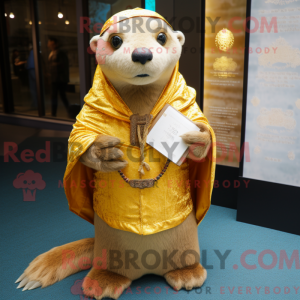Gold Otter-maskotdraktfigur...