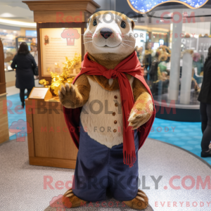 Gold Otter mascot costume...