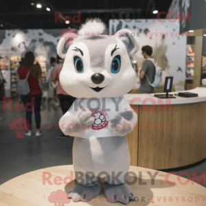 Gray Ermine mascot costume...