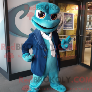 Teal Snake maskot kostume...