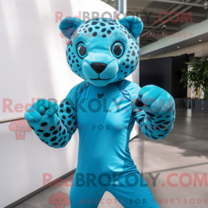 Sky Blue Cheetah mascot...