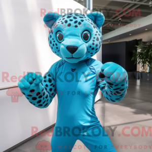 Sky Blue Cheetah maskot...