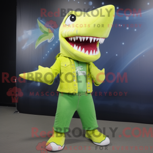 Lime Green Shark mascot...