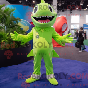 Lime Green Shark mascot...