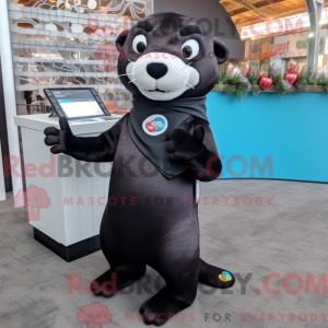 Black Otter mascottekostuum...