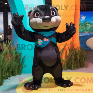 Black Otter mascottekostuum...