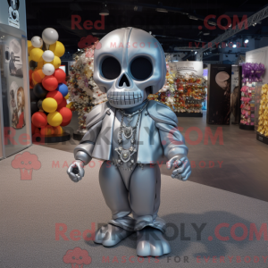 Silver Skull mascot costume...