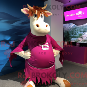 Magenta Guernsey Cow mascot...