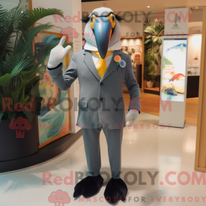 Gray Toucan mascot costume...