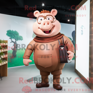 Brown Pig mascot costume...