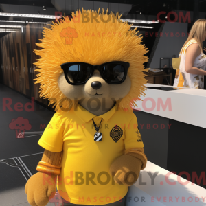 Gold Pinnsvin maskot drakt...