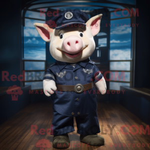 Navy Pig maskot kostume...