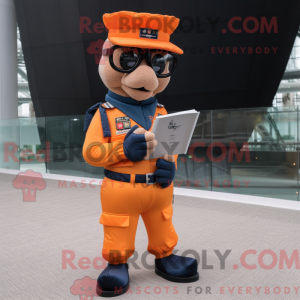 Orange Navy Soldier maskot...