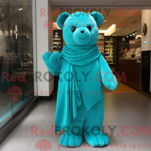 Turquoise Teddy Bear mascot...