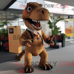 Brun T Rex maskot kostume...