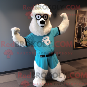 Cyan Alpaca mascot costume...