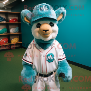 Cyan Alpaca mascot costume...