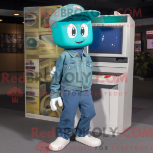 Blågrøn Computer maskot...