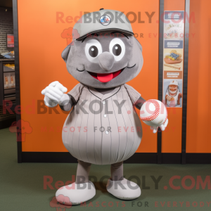 Gray Baseball Ball mascot...