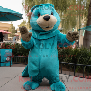 Turkis Otter maskot kostume...