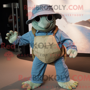 Oliven havskildpadde maskot...