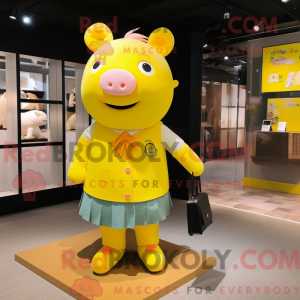 Yellow Pig mascot costume...