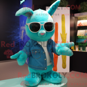 Cyan Wild Rabbit maskot...