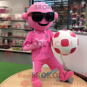 Pink Soccer Ball mascot...