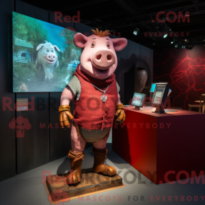 Maroon Pig-mascottekostuum...