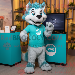 Turquoise Say Wolf mascot...