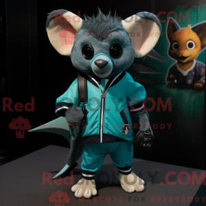 Teal Fruit Bat Maskottchen...