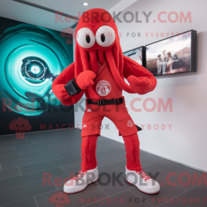 Red Kraken mascot costume...