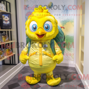 Citrongul påfugl maskot...