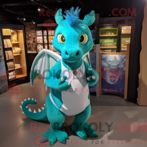 Cyan Dragon mascot costume...