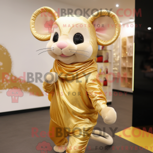 Gold Mouse maskotdraktfigur...