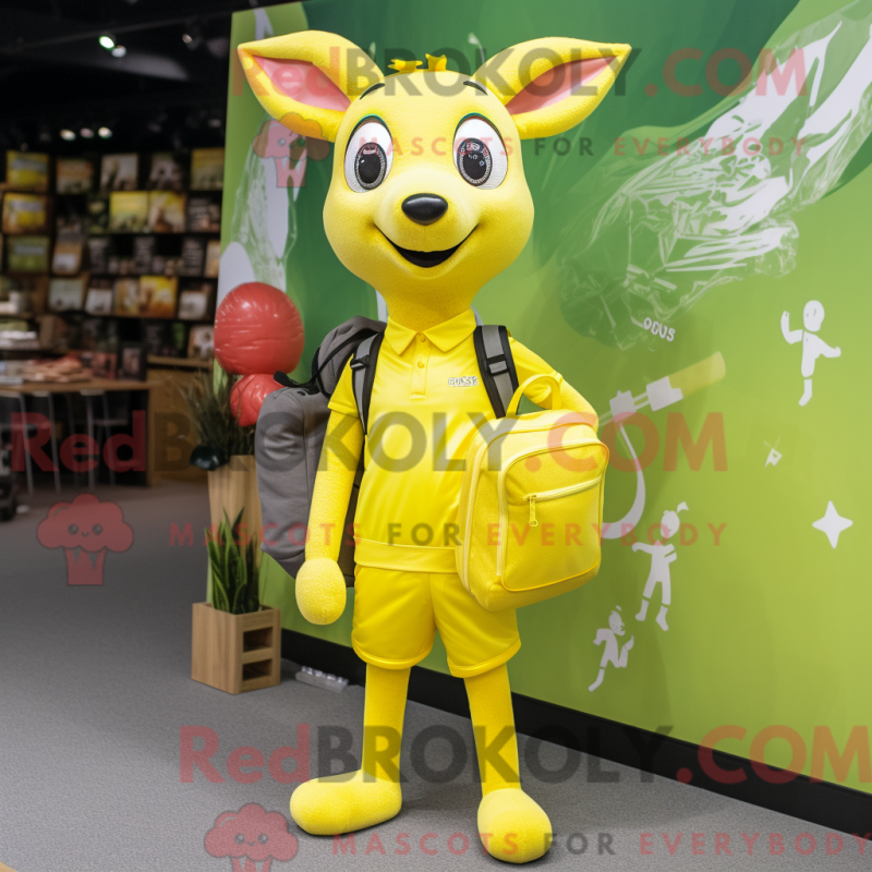 Lemon Yellow Roe Deer mascot costume character dressed with a Dress and  Backpacks - Mascot Costumes - Redbrokoly.com Sizes L (175-180CM)