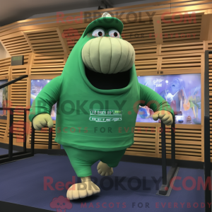 Green Walrus mascot costume...