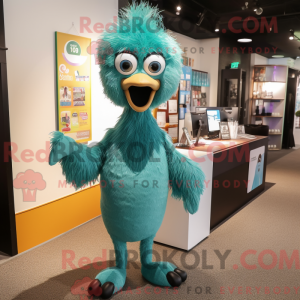 Teal Ostrich mascot costume...