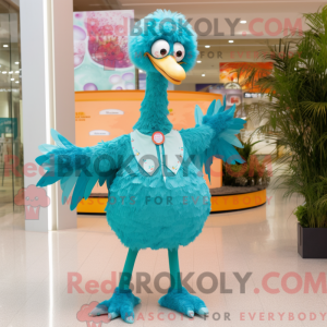 Teal Ostrich mascot costume...